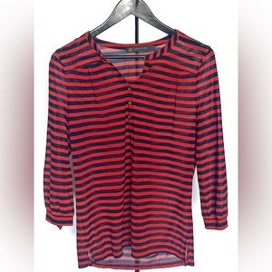 The Limited Outback Red Nautical Red & Blue Striped Sheer Pullover Top Women’s L